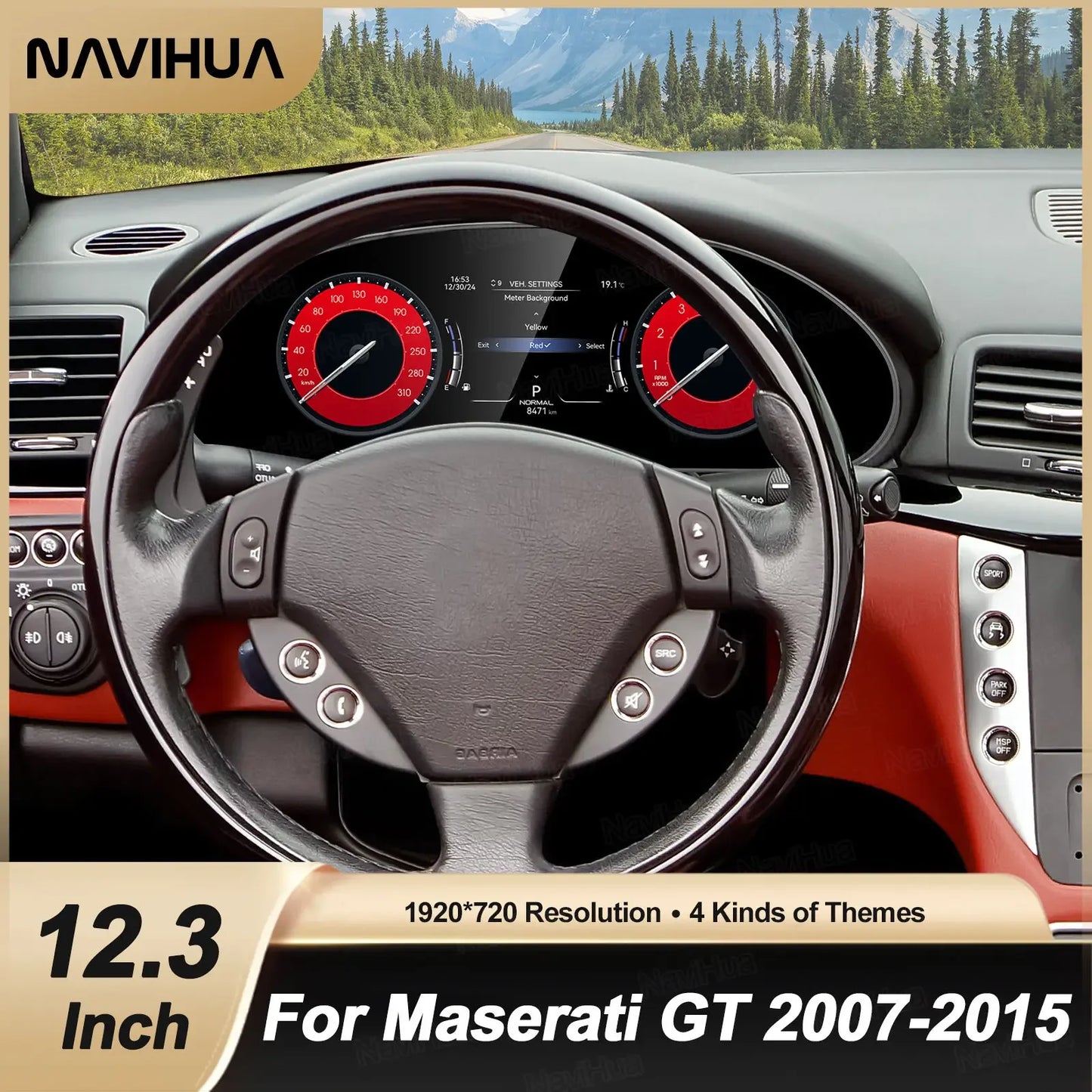 12.3 Inch Car Digital Cluster for Maserati GranTurismo GT 2007 2015 Auto LCD Dashboard Speedometer Virtual Cockpit New Upgrade