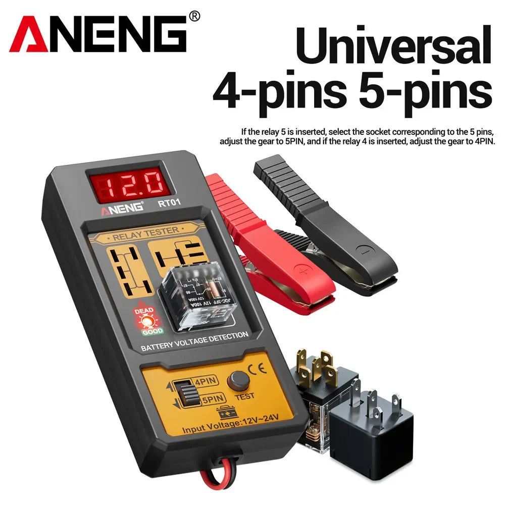 Kit de electricista automotriz, comprobador de líquido de frenos, comprobador de voltaje de relé de automóvil, detector de relé de 12 V/24 V, analizador de aceite de freno de 4/5 pines, herramientas de prueba