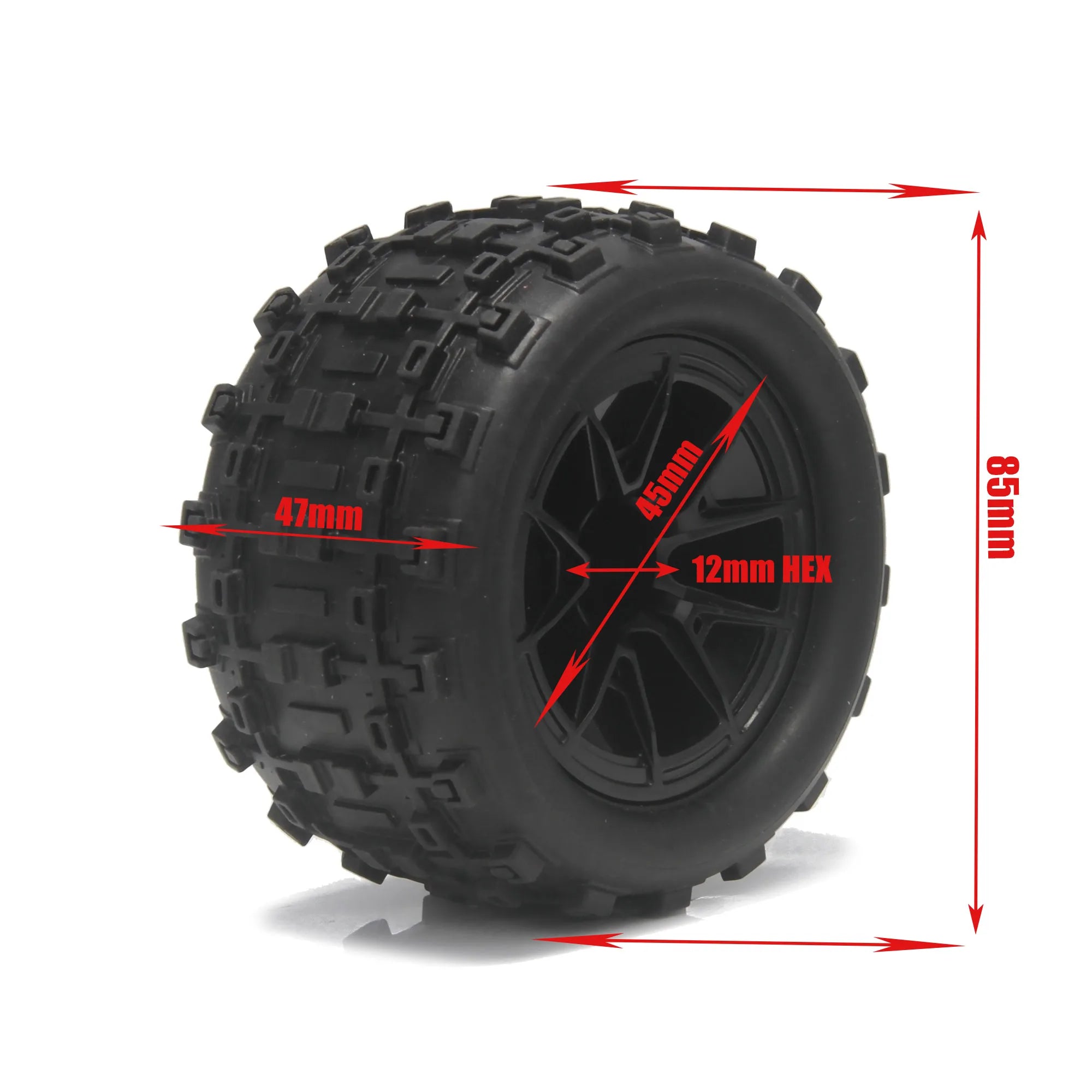 4PCS 85mm 12mm Hex Rubber Wheel Tire Wear-resistant Tyre for RC Car Off-road Vehicle Wltoys 144001 HBX 16889 16890 SCY 16101 PRO