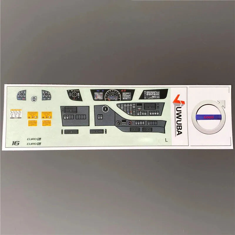 RC Truck Interior Stickers Center Console General for 1/14 Tamiya SCANIA 770S R620 VOLVO BENZ Arocs MAN TGX Car Accessories