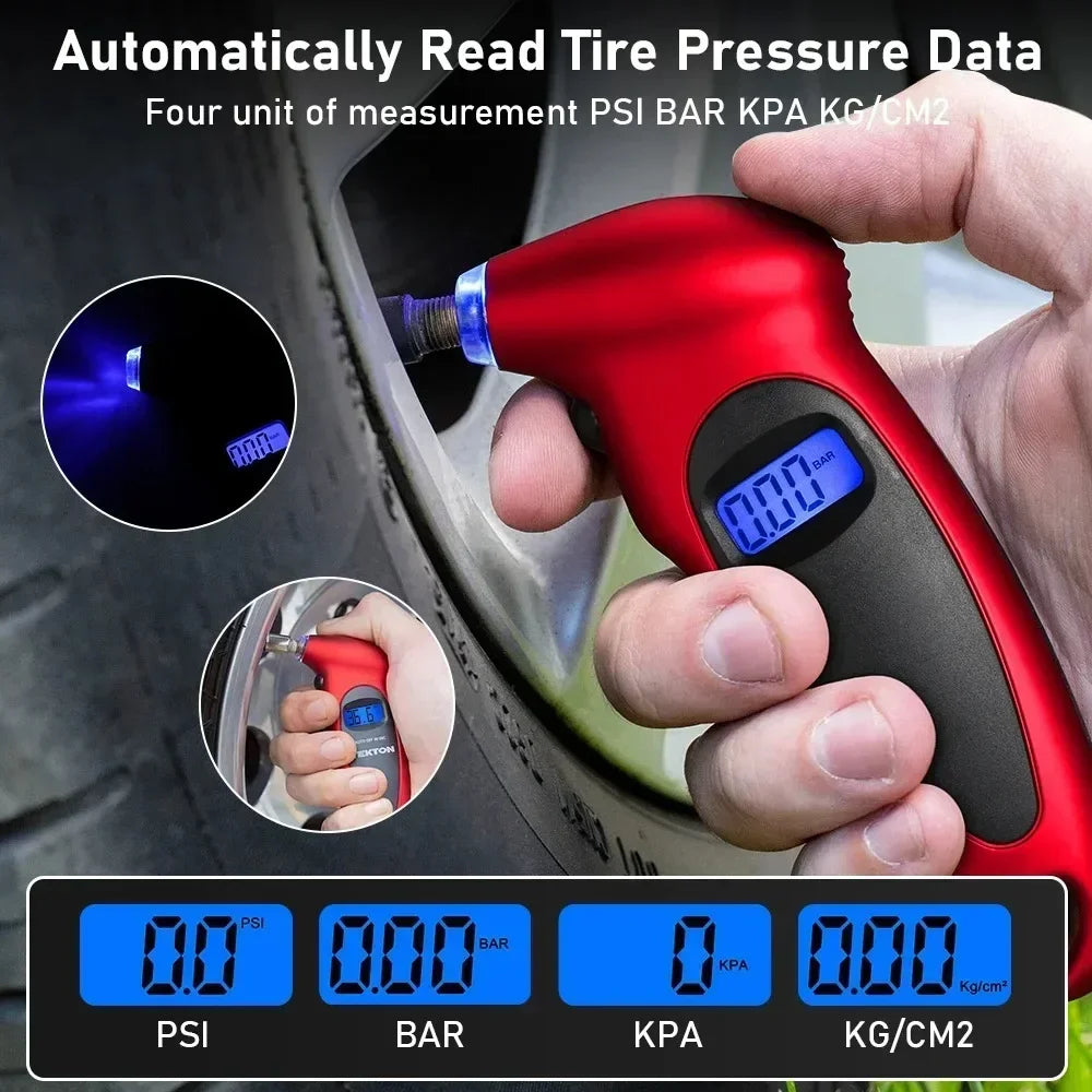 Digital Tire Pressure Gauge Car Portable LCD Display Backlight High Precision Tyre Air Pressure Monitor Tool Auto Accessories