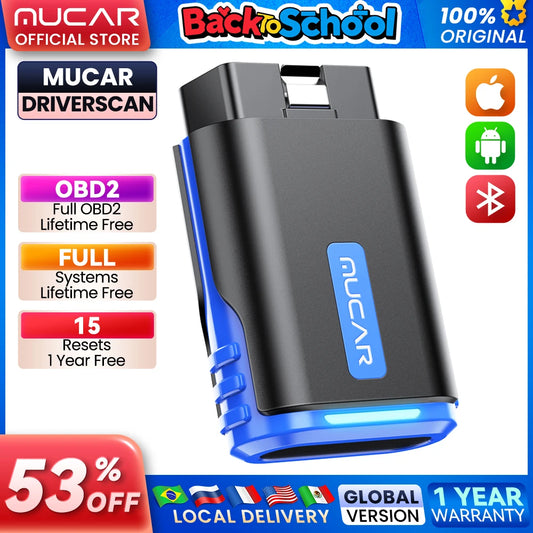 MUCAR Driverscan Automotive Diagnostic Tools Obd 2 Scanner All Cars Full System Code Reader 15 Resets Bi-Directional Scan Tool
