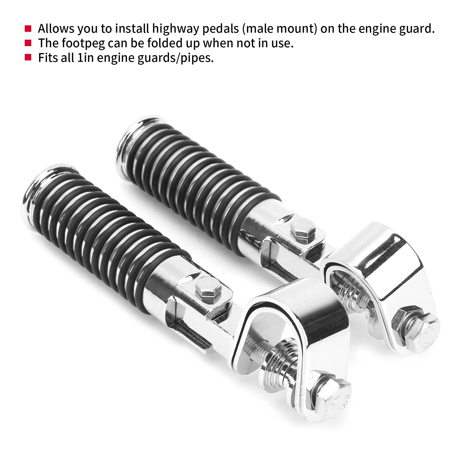 Engine Guard Footpegs Motorbike Parts Pair of Motorcycle Foot Pegs Clamp Footrest Mount for 1in Engine Crash Bar Guard Foot Pegs