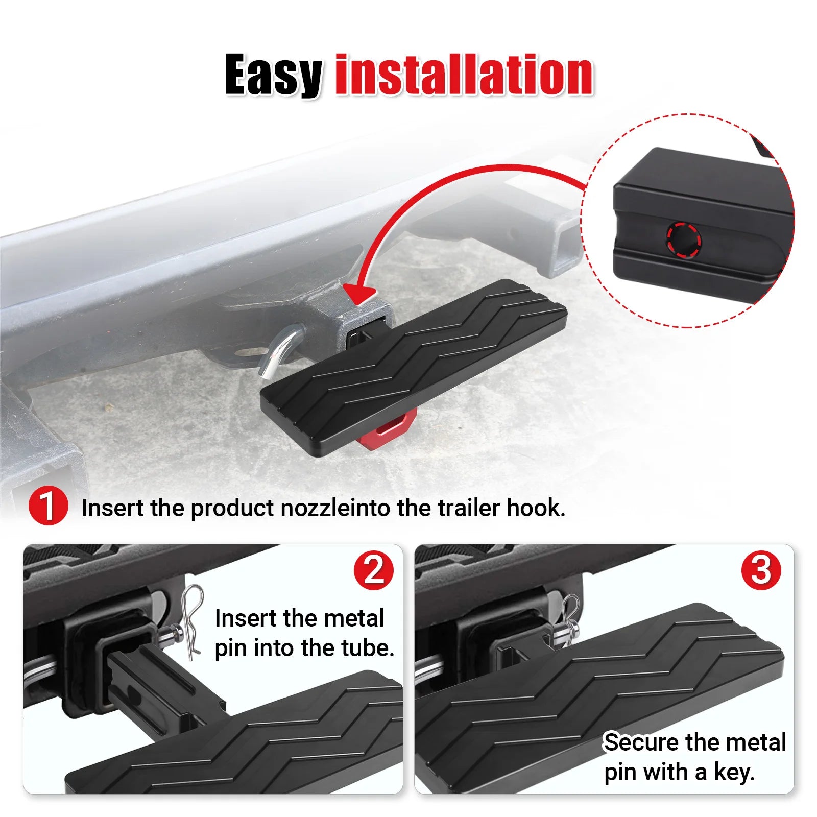 For Trucks Off-Road Vehicle Towing 2" hitch receivers Recovery Aluminum Bumper Step Hitch Slider With 3/4" D-Ring Shackle Combo