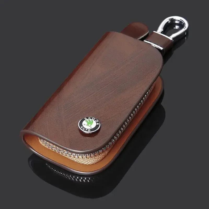Stylish Car Key Bag Organizer with Skoda Logo - Suitable for Skoda Kodiak, Octavia, Rapid, Kodiaq Kamiq Yeti A7 Tour RS and More
