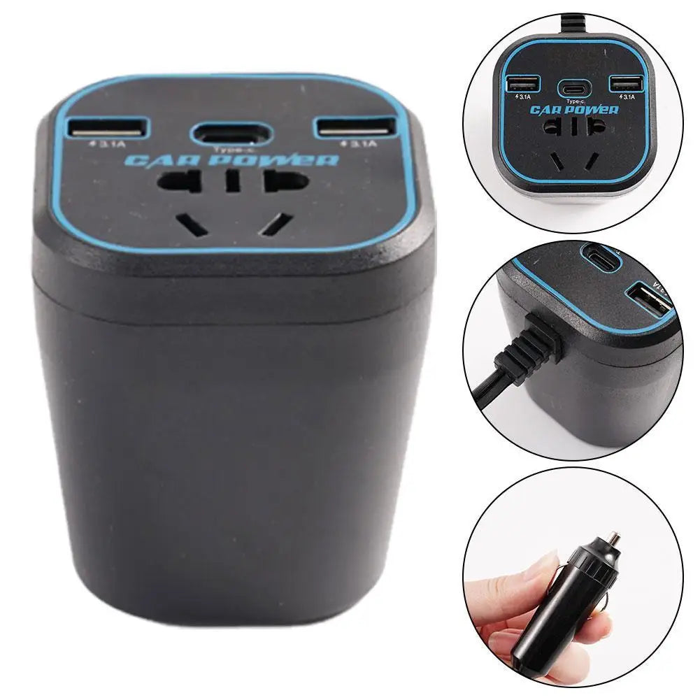 12V/24V To 220V Car Multifunctional Charger For Laptop Tablet Camera MAX 200W Car Power Inverter Fast Charging Type-C Charger