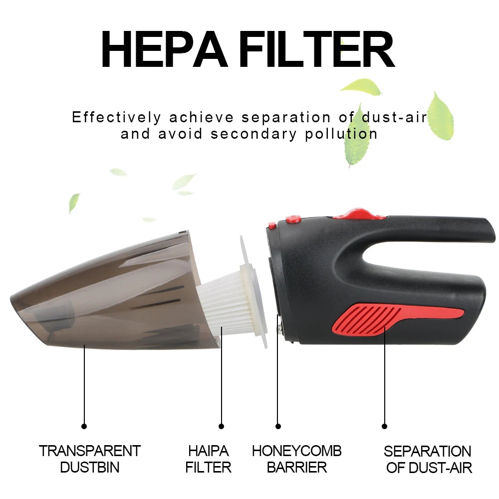 For Car Home 120W 12V 5000PA Cordless/Car Plug Cleaner Powerful Handheld Car Vacuum Super Suction Wet/Dry Dual-Use