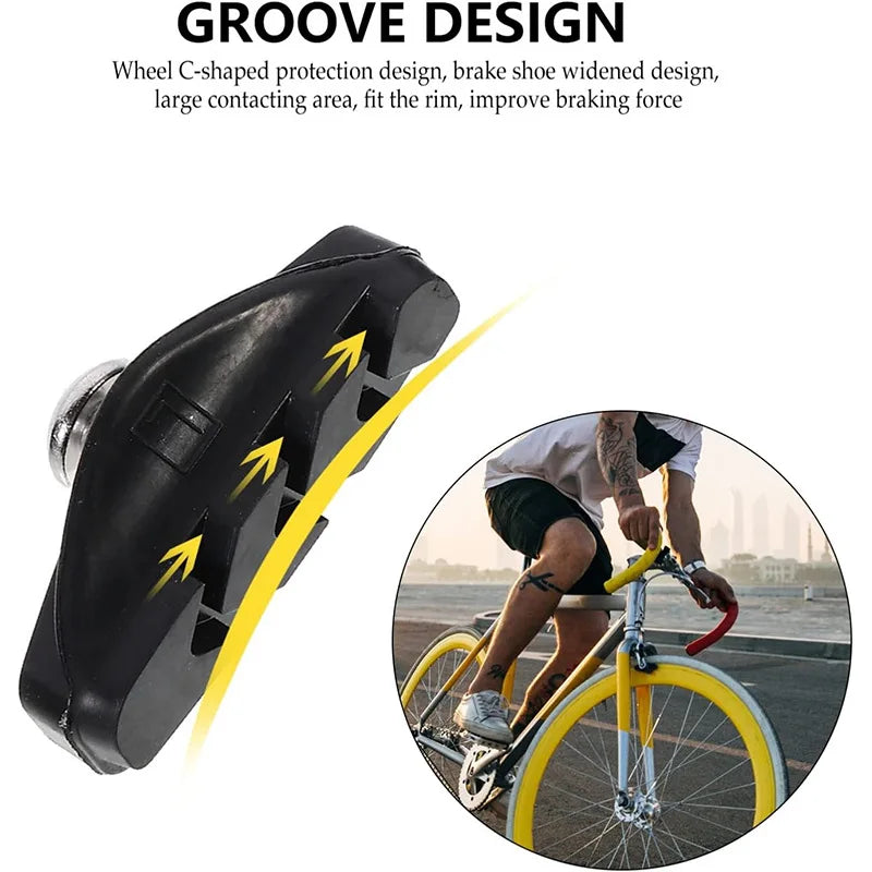 1/2 par de pastillas de freno silenciosas en forma de C de 50 mm, zapatas de freno para bicicletas de montaña y carretera BMX, pastillas de freno duraderas, accesorios para bicicletas
