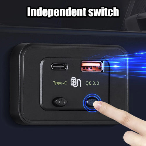 12V/24V Car Fast Charger Type C + QC3.0 USB A Port for Car RV RV Home Camper Caravans LED Light Phone Charger Auto Adapter