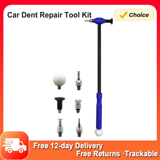Car Dent Repair Tool Kit 7 PCS Paintless Removal Tools Carbon Fiber Hammer with 6 Replacement Heads for DIY Dent Repair on Cars