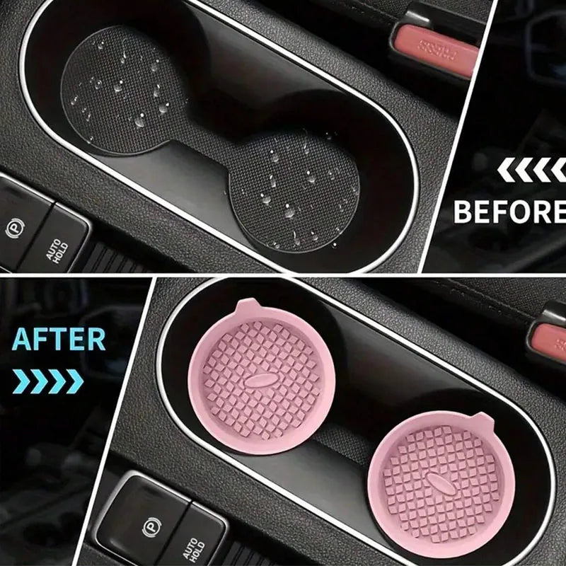 2 pieces of car coasters, water cup holders, anti slip pads, universal anti slip embedded interior accessories for cars, suitabl