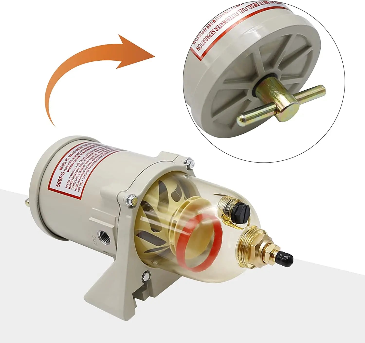 500FG 500FH Fuel Filter Marine Engine Fuel Diesel Fuel Filter Oil/Water Separator Marine Boat Trucks 90GPH For Car Boat