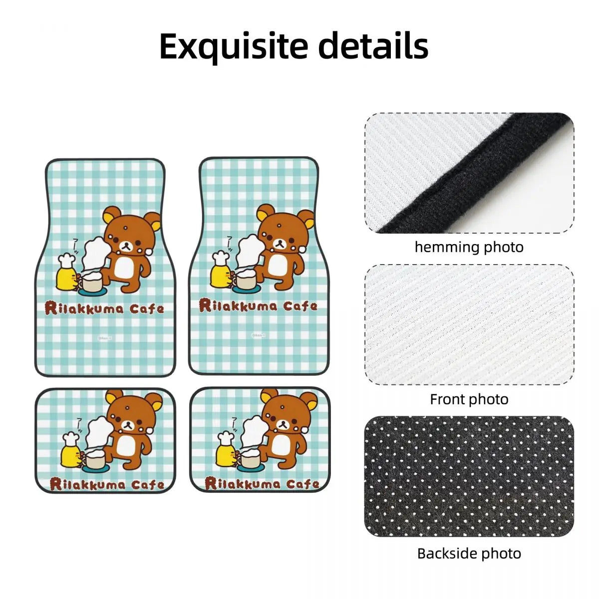 Rilakkuma Car Floor Mats Carpet Set of 4 Anti-Slip Universal Automotive Floor Mat Fit for Mid Trucks