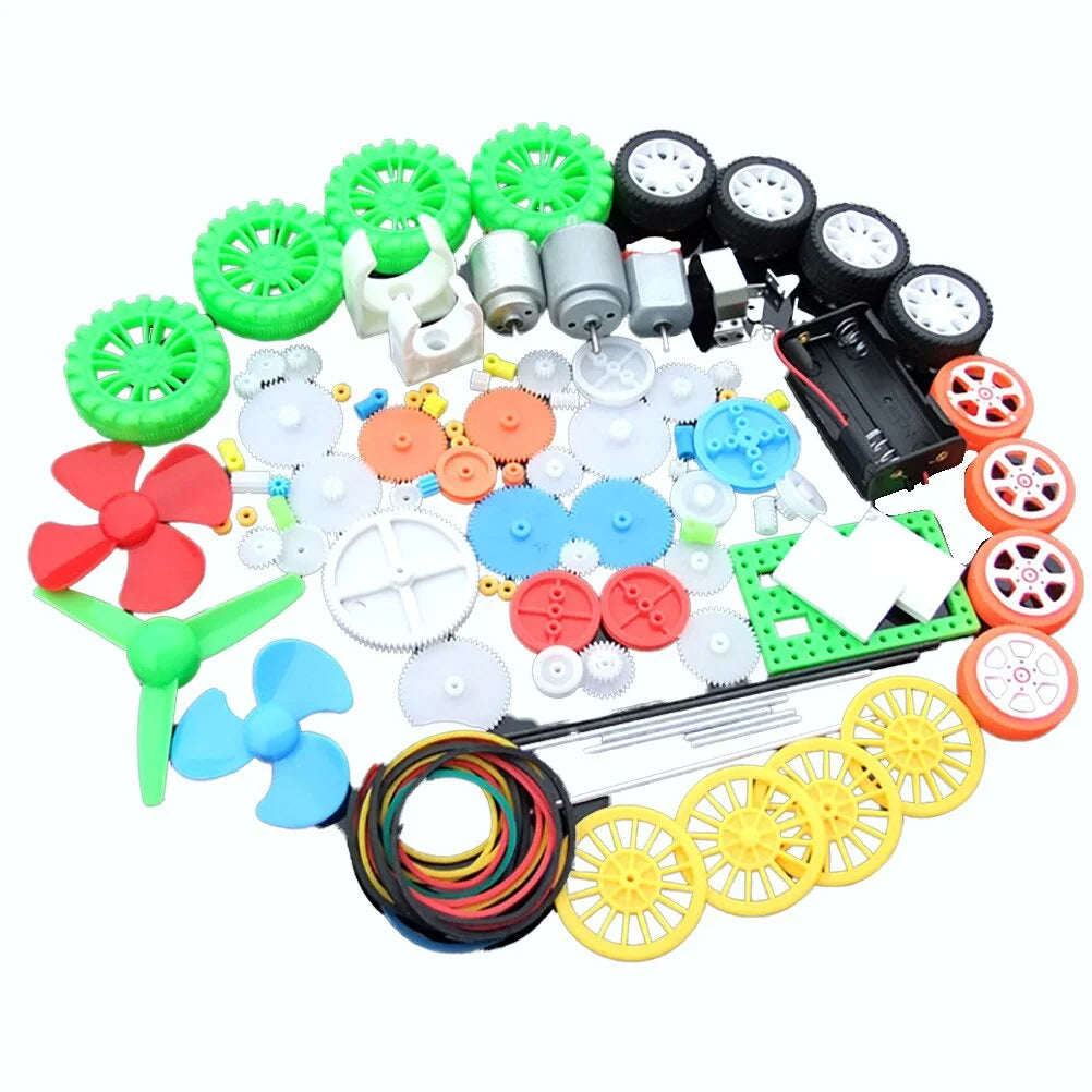 112Pcs DC Motor Kit Electric Mini Motor with Plastic Gears Motor Mounting Bracket Shaft Propeller for DIY Science Projects