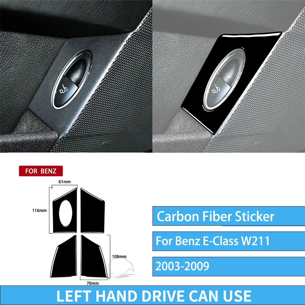 For Mercedes W211 E Class Accessories Interior 2003-2009 Co-pilot Storage  Speedometer Headlight Dashboard Stickers Piano Black
