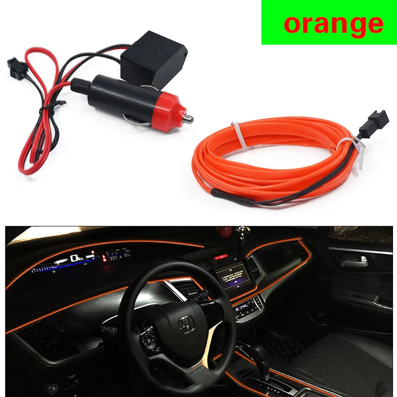 LED Car Ambient Lamp Car Interior Decoration Light Cold Light Strips  Waterproof Dashboard Console Lamp1/2/3/4/5M 12V Universal