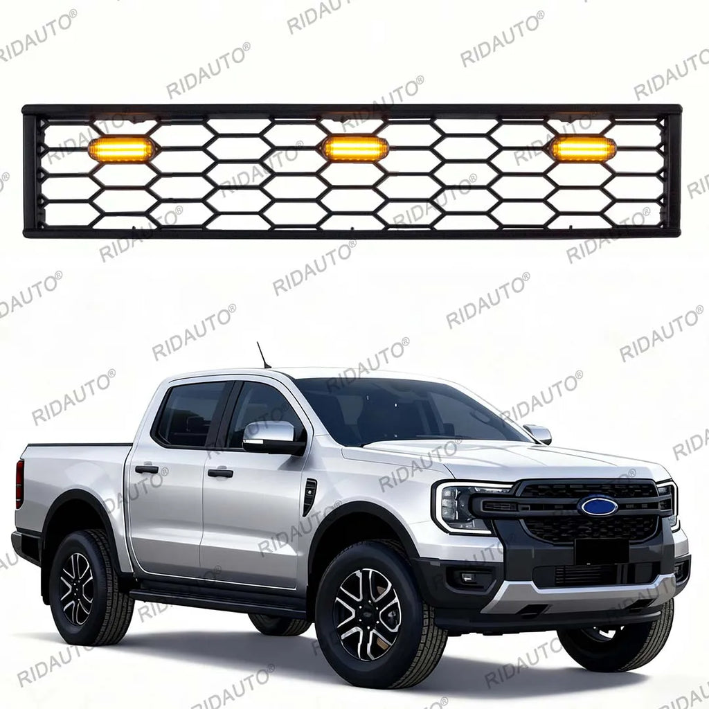 Parrillas ABS de alta calidad para camionetas Ranger T9 XLT Sport 2022-2025+, rejilla inferior de malla, parachoques delantero pequeño.