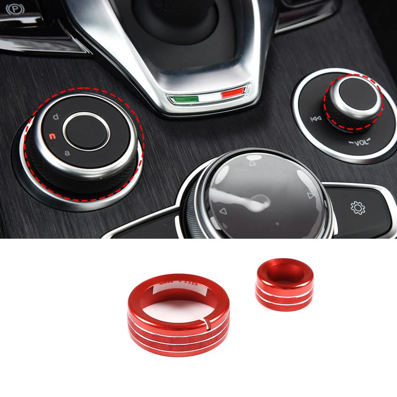 For Alfa Romeo Giulia Stelvio 2017-2020Car Center Console Multimedia Knob Switch Ring Decoration Cover Trim Interior Accessories