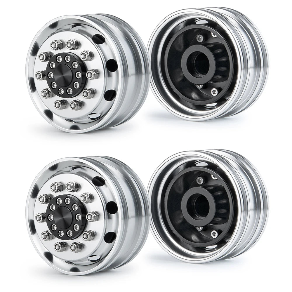 AXSPEED 4PCS Front Rear Wheel Rim Hubs Rubber Tyres with Foam Inserts for 1/14 Tamiya Truck Trailer Tractor RC Car Tires