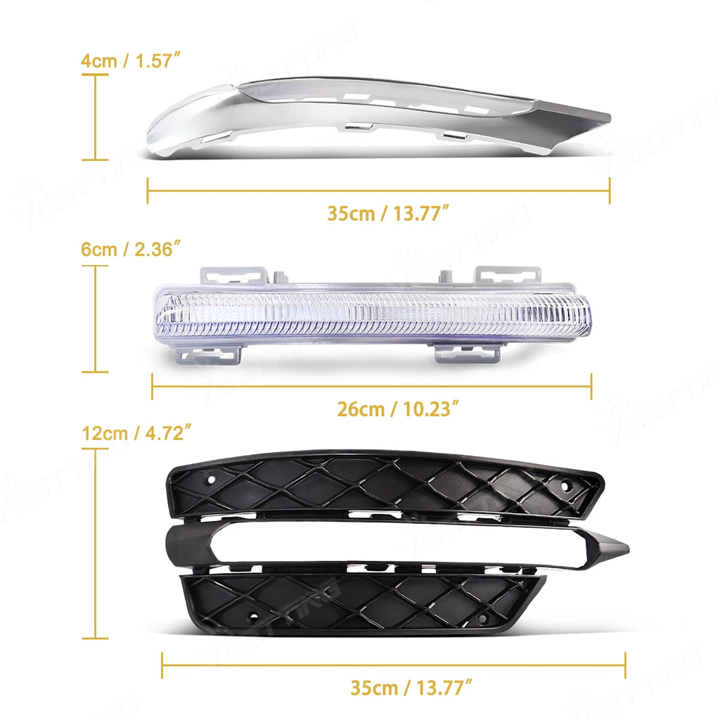 LED Car Light For Benz W204 C-Class C280 C300 Sport 2012 2013 2014 Daytime Running Light Front Bumper Fog Lamp Grill Lights 12V