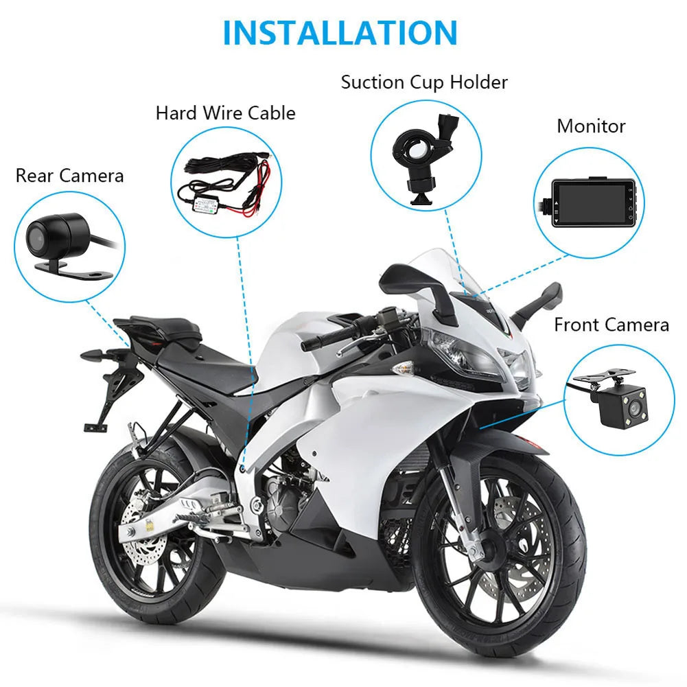 Motorcycle DVR Dash Cam SE300 Dual Camera Front Rear View Motorcycle Recorder Zinc Alloy Automatically On and Off Loop Recording