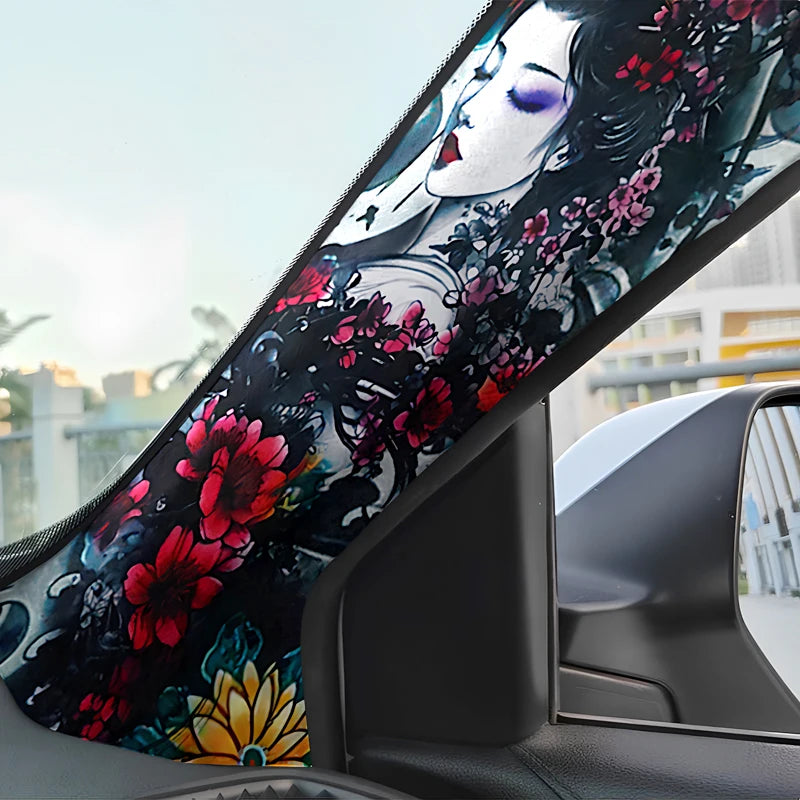 Universal car modification, flower arm beauty style car interior creative stickers, car roof ABC pillar modification.