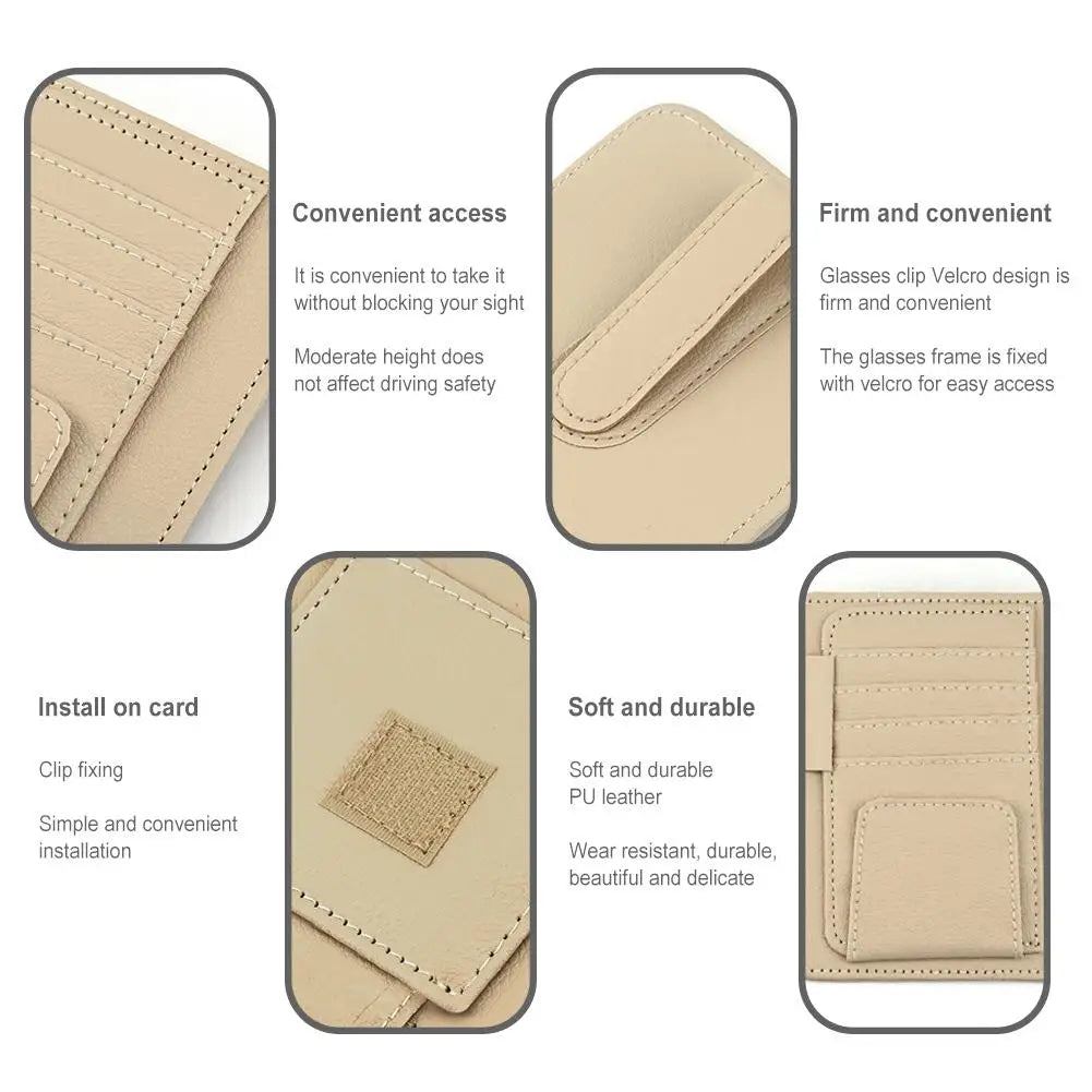 Car Sun Visor Organizer Multi-Pocket Auto Interior Accessories Pocket Organizer Car Document Storage Pouch Pen Holder