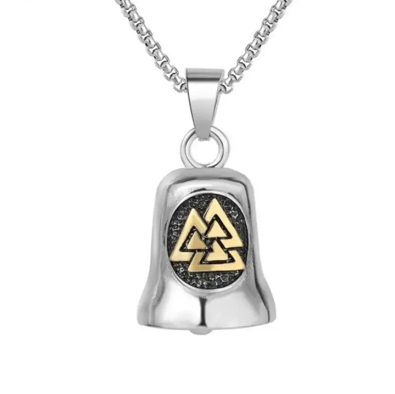 Retro Punk Domineering Skull Bell Pendant Necklace Suitable for Men Cycling Motorcycle Accessories Gift