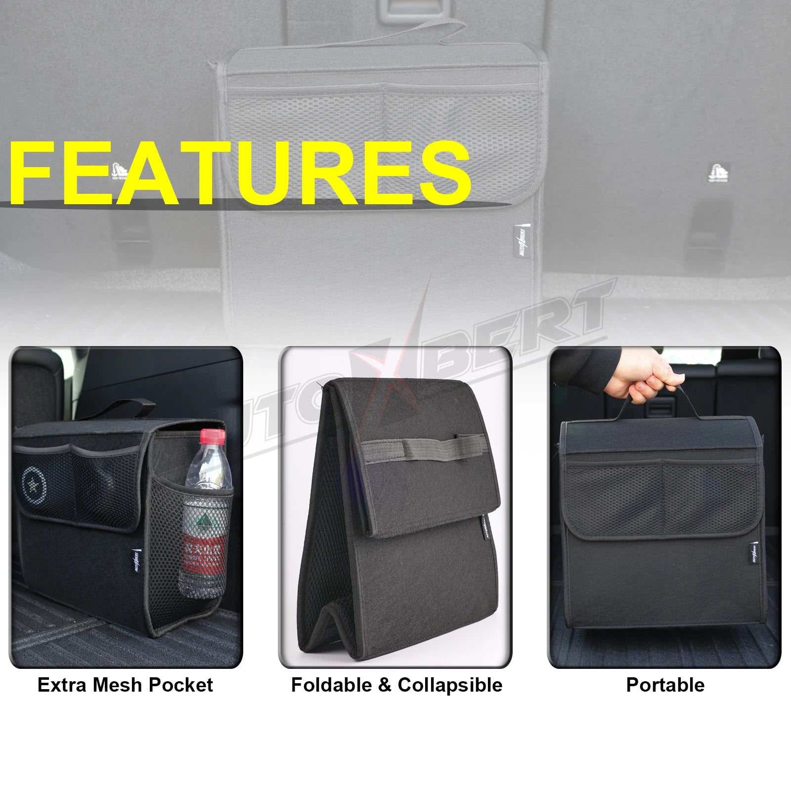 Universal Car Trunk Organizer Auto Boot Organiser Storage Box Bag Portable Felt Tidy Non-slip Tool Bag Foldable Car Accessories