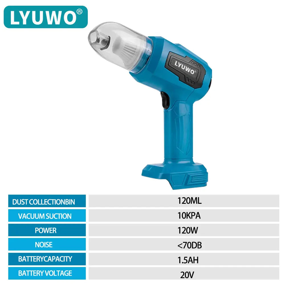 LYUWO Dual Head Car Vacuum Cleaner with Wireless Charging, High Suction Power For Home Use, Powerful Dust Removal, Handheld Tool