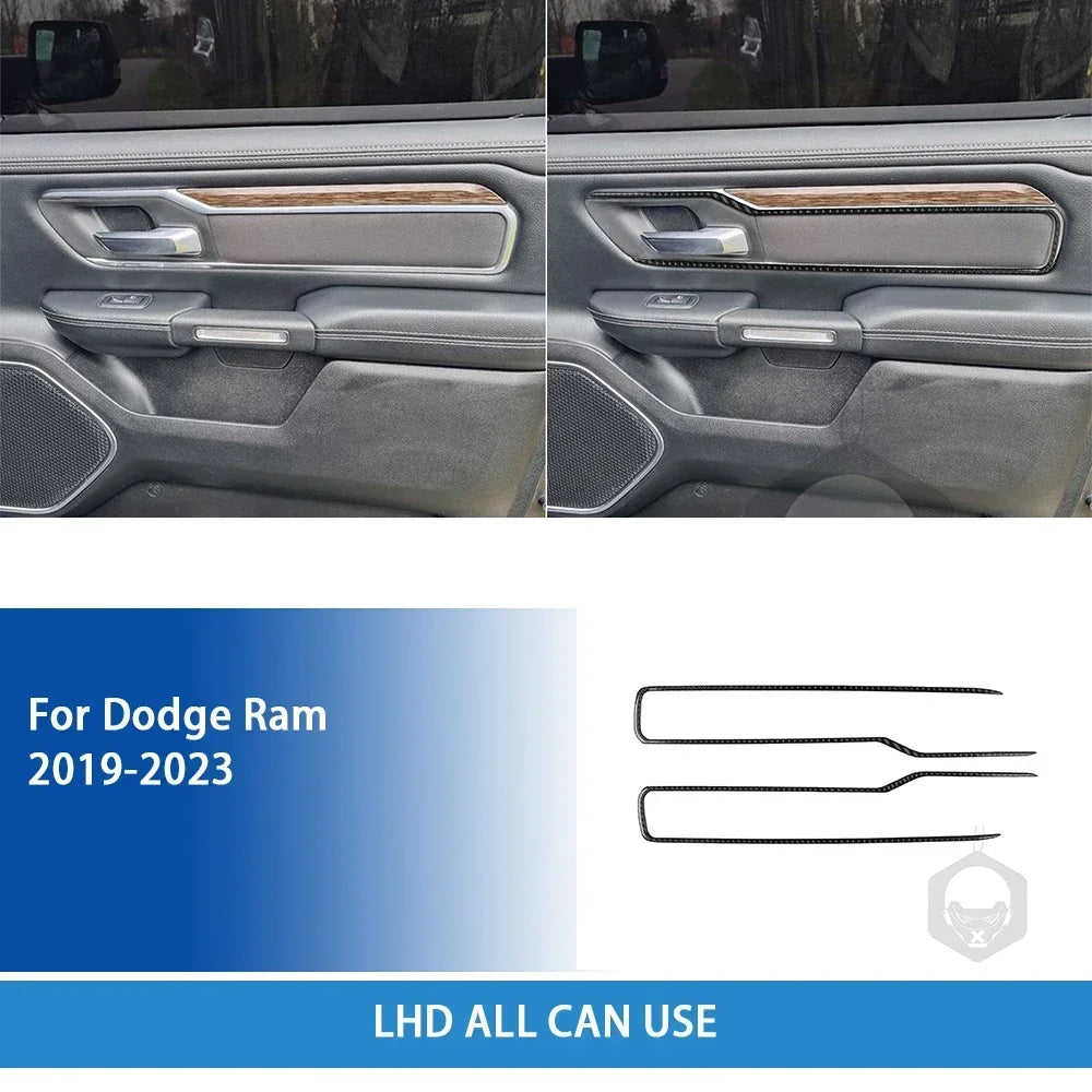 For Dodge Ram 2019 2020 2021 2022 2023 Accessories Carbon Fiber Car Interior Grar Handle Air Outlet Trim Sticker Decoration