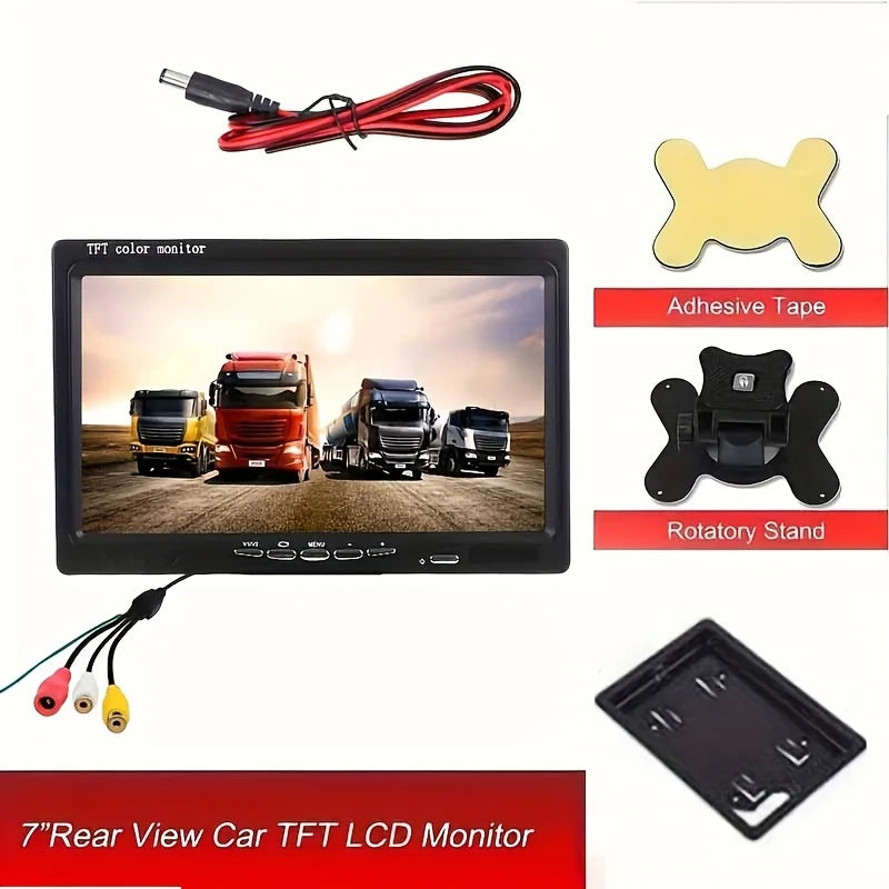 7-Inch TFT LCD Display Monitor for Vehicles, Suitable for Cars,Suvs, Vans, And Trucks, Featuring Two Video Inputs And Compatible