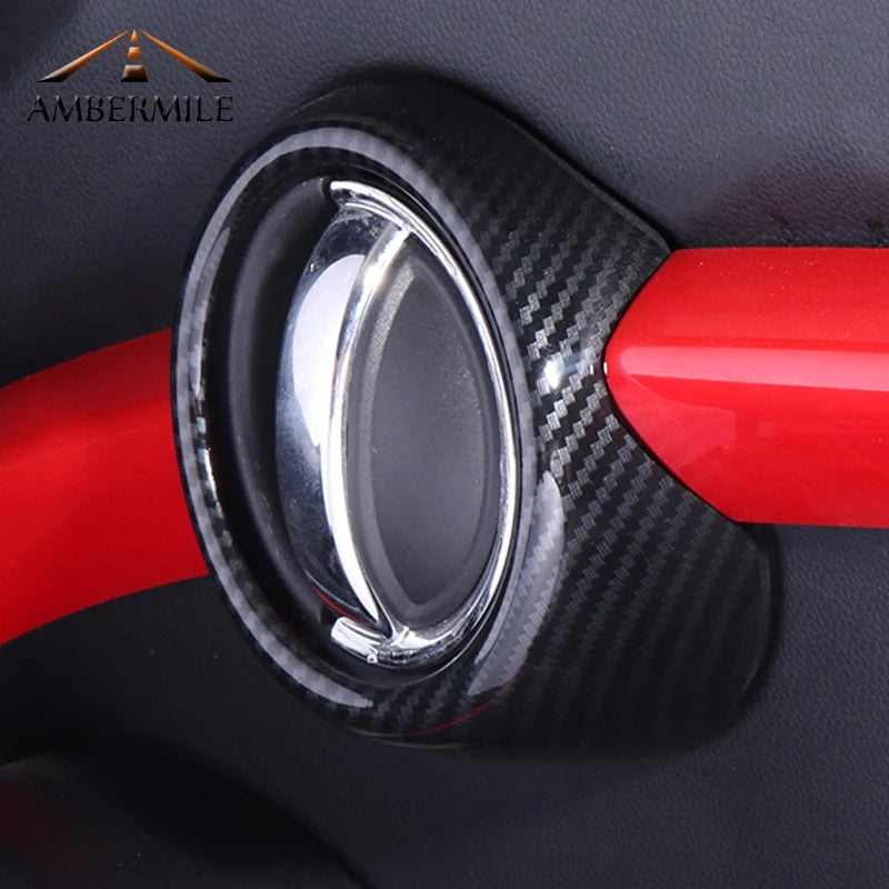 AMBERMILE for Mini Cooper F56 Accessories Car Interior Carbon Fiber Texture Console Air Outlet Door Speaker Handle Cover Trim