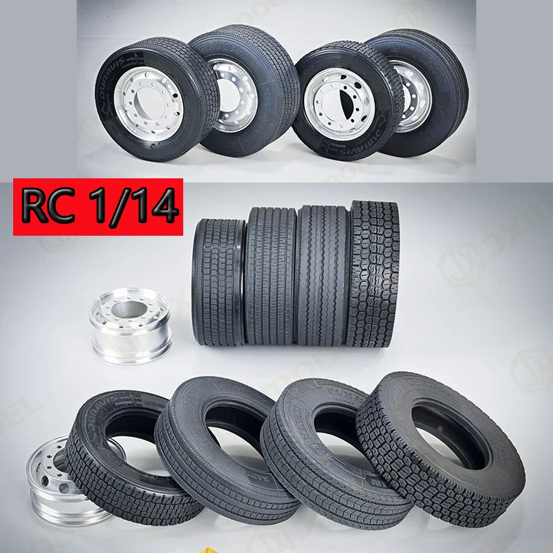 2 PCS JXMODEL RC 1/14 Truck Tire High Quality Rubber Tires Tyres For Tamiya 1/14 RC Tactor Tipper Truck Semi-trailer DIY Parts