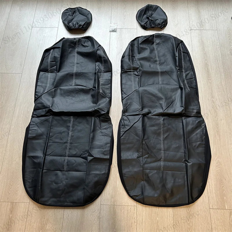 2 Front Car Seat Covers PU Leather Breathable Auto Seat Cushion Universal Quited Full-Wrapped Seat Cover Compatible with Airbag