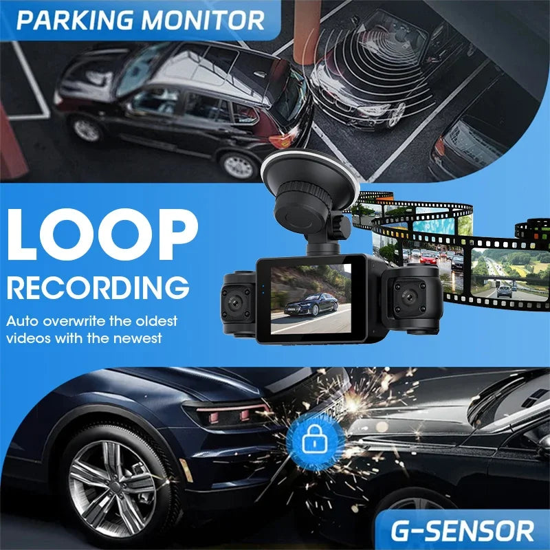 4 Channel Mini Dash Cam Car Camera 360° Front Left Right Rear View Car DVR Video Recorder G-Sensor Night Vision & Loop Recording