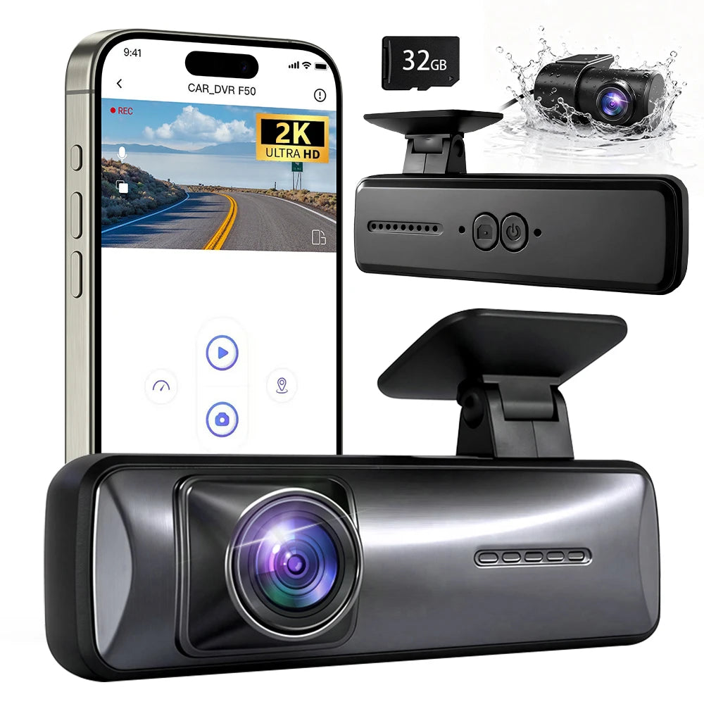 Dual Dash Cam Front and Rear,5G WiFi,2K 1440P/FHD Dash Camera for Cars,24H Parking Mode，Night Vision，G-Sensor，WDR，APP Control