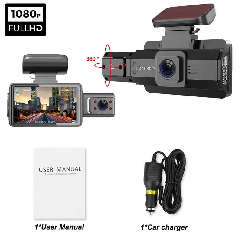 3 Inch Dash Cam For Cars 1080P Inside Video Recorder Car Camera for Vehicle Night Vision Car DVR Black Box car assecories