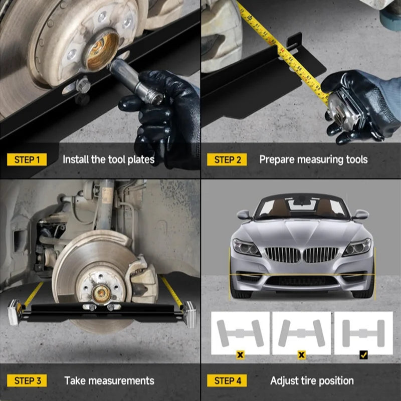 2 Pcs Heavy Duty Wheel Alignment Tool Kit Toe Alignment Tool Plates Hanging Hole Design Suitable Various Vehicles