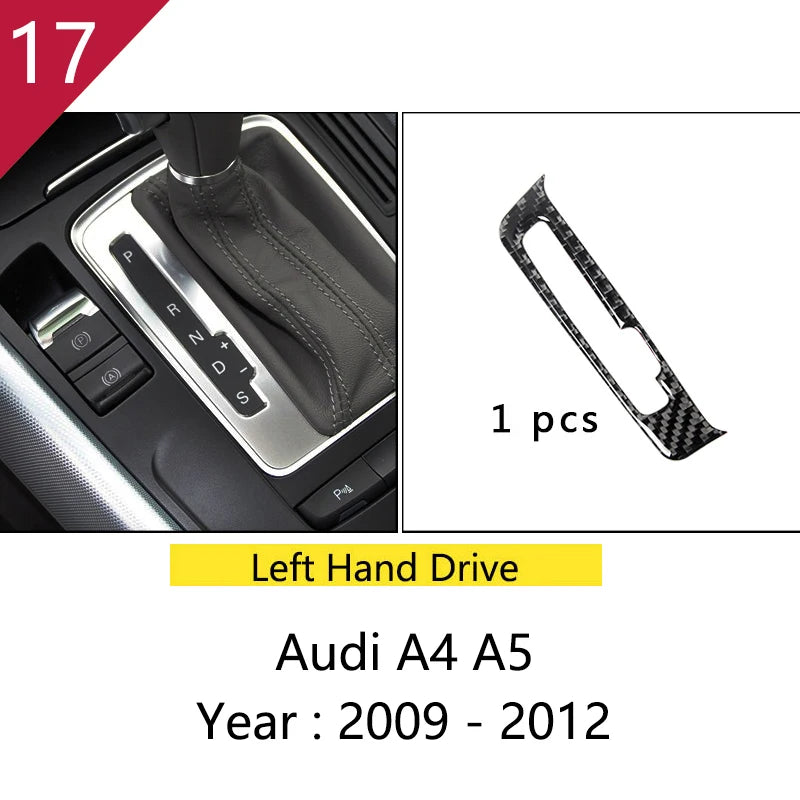 For Audi A4 S4 RS4 B8 8K A5 S5 RS5 8T 8F Carbon Fiber Interior Auto Gear Shift Panel Cover Frame Trim Sticker Car Accessories