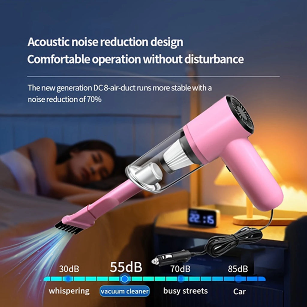Pink Car Vacuum Cleaner 38000Pa Super Suction Super High Power Wet And Dry Cleaning Cat Hair Pet Hair Portable Mini-handheld