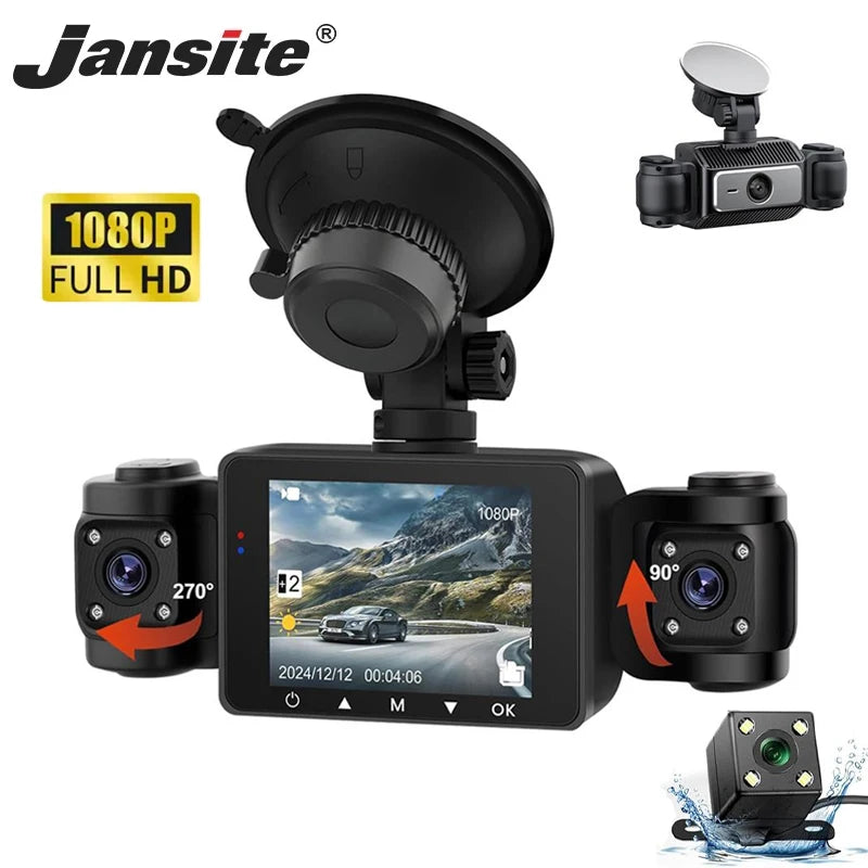4 Channel Mini Dash Cam Car Camera 360° Front Left Right Rear View Car DVR Video Recorder G-Sensor Night Vision & Loop Recording