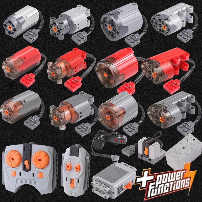 Electric Motor Set the Car Remote Control Battery Box Switch with Led Light Power Function MOC Building Blocks Cars Motor Toys