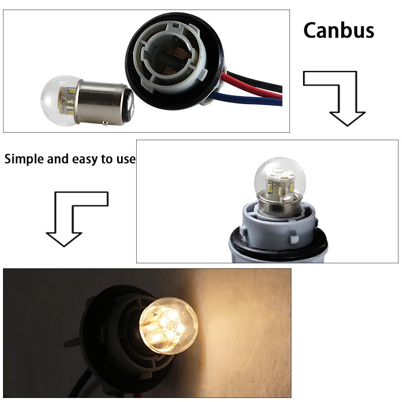 Led Interior Coche Light On Car S25 P21/5W 1157 BAY15D 6v 12v 24v 36v 48v Canbus Auto Brake Tail Lamp Backup Turn Signals Bulb
