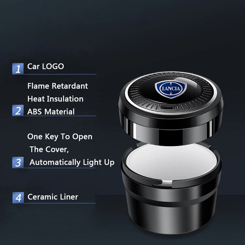 Car Interior Accessories Portable Luminous Ceramic Liner Cigarette Car Ashtray For Lancia ypsilon musa STRATOS Y Phedra