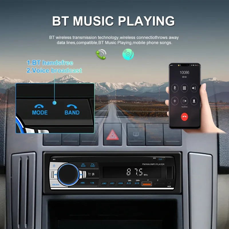 Car Radio 1 din Stereo Player Digital Bluetooth Car MP3 Player FM Radio Stereo Audio Music USB/SD with In Dash AUX Input
