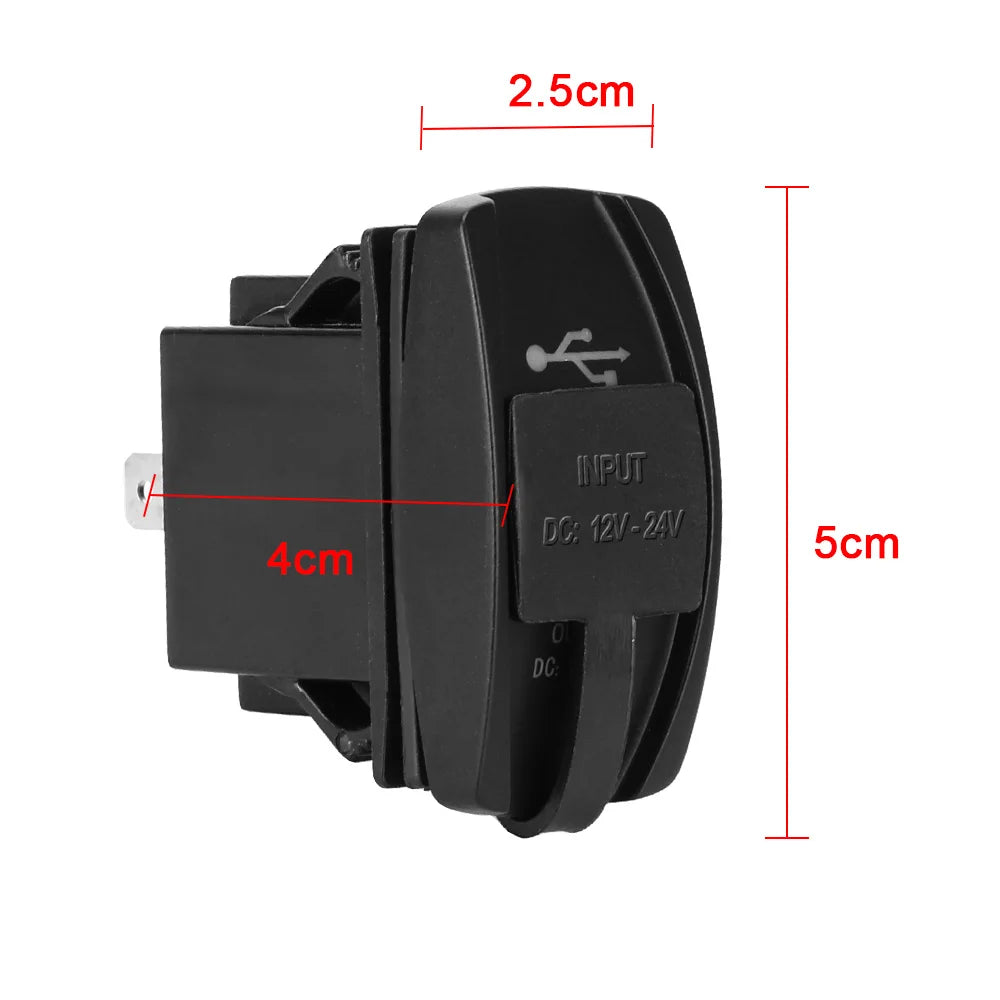Car Charger 5V 3.1A LED Dustproof Phone Charger Waterproof Auto Adapter Dual USB Ports for Car RV Camper Caravans