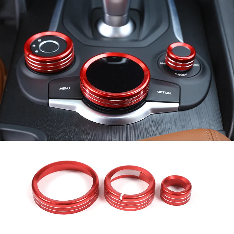 For Alfa Romeo Giulia Stelvio 2017-2020Car Center Console Multimedia Knob Switch Ring Decoration Cover Trim Interior Accessories