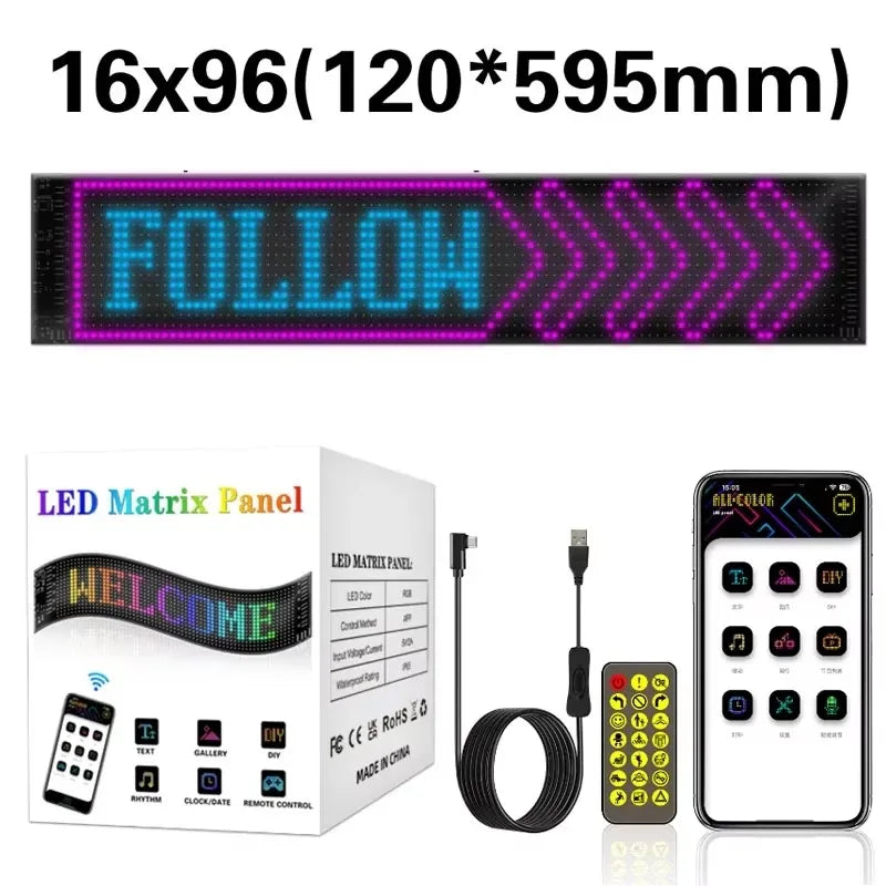 Multifunctional Bright Devil Eyes LED Light for Car Windshield Flexible Programmable Scrolling LED Display Bluetooth APP Control
