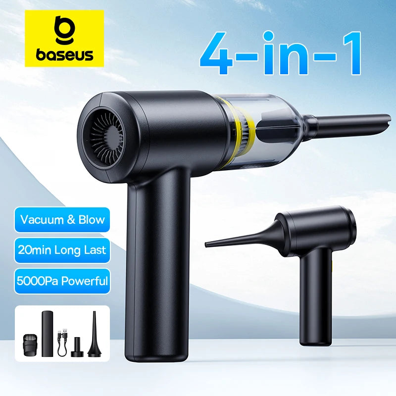Baseus Car Vacuum Cleaner Air Blower Pumping inflate Powerful Portable Car Cleaning Appliance T-shape Cordless Vehicle Cleaner